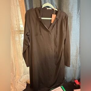 HT Classic Black Hooded Shift Dress/Swimsuit Cover Up